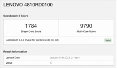 联想i7-1280P轻薄本跑分数据曝光 多核成绩为9790分