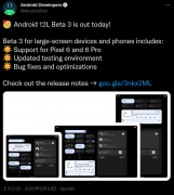 Android 12L Beta 3版本发布 首次支持Pixel 6和Pixel 6 Pro