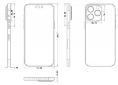 3月28日iPhone 14 Pro详细外观尺寸设计图被曝光 宽度为71.45毫米高度为147.46毫米