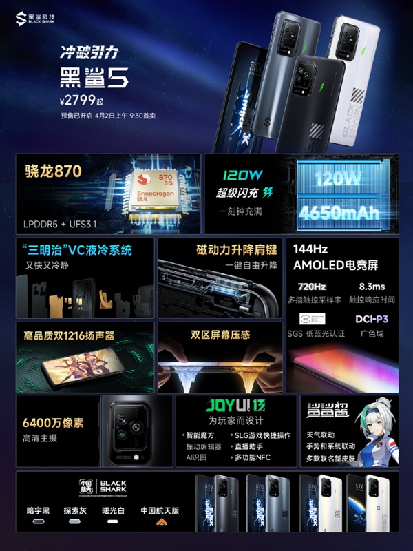 一代神U骁龙870加持！黑鲨5开售：2799元起