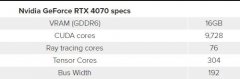 4月15日NVIDIA RTX 4070全面爆料内容流出 匹配16GB GDDR6显存