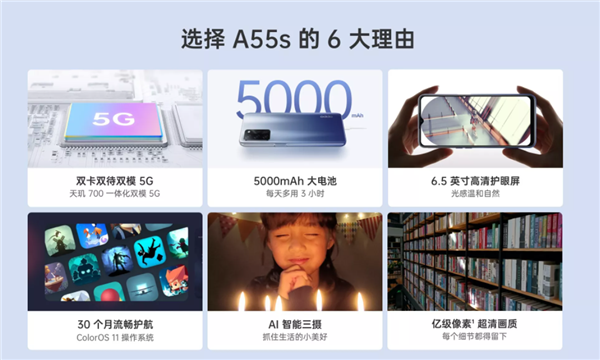 1099元起！OPPO A55s发布：系统30个月流畅无压力