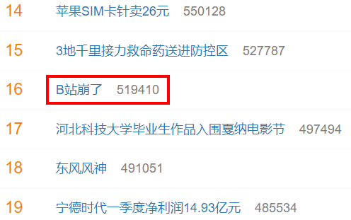 “B站崩了”登上热搜