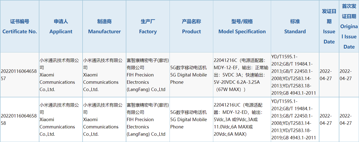 小米 5G 新机通过 3C 认证