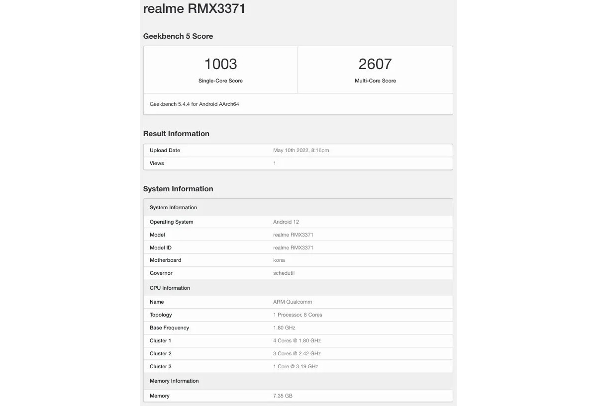 Realme GT Neo 3T 搭载骁龙 870 在 Geekbench 上亮相